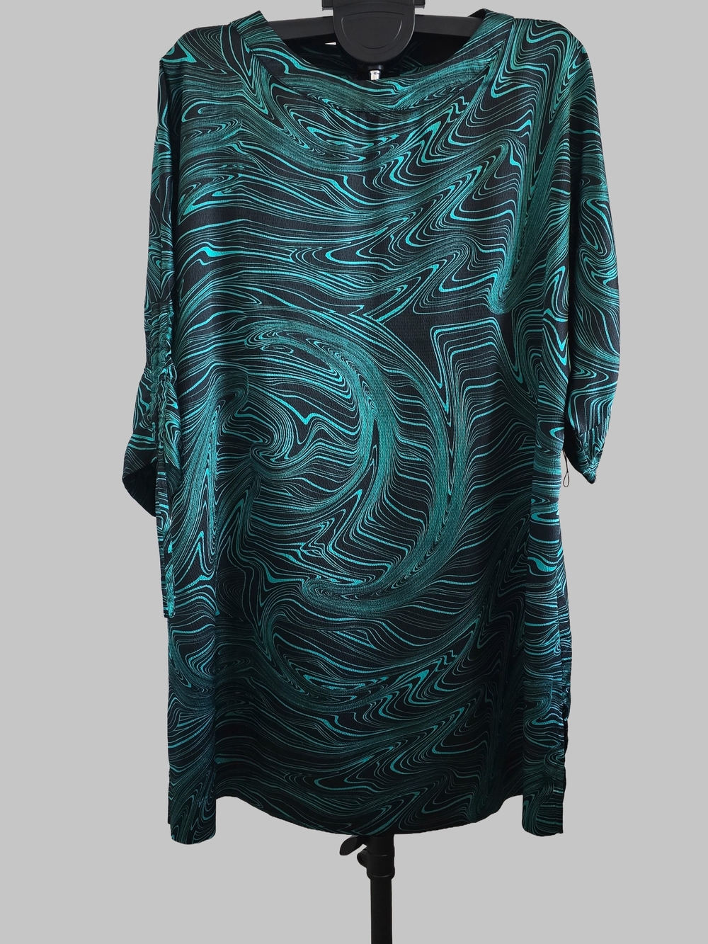 Lane Bryant Women’s Teal Swirl Print Tunic Dress With Side Slits -